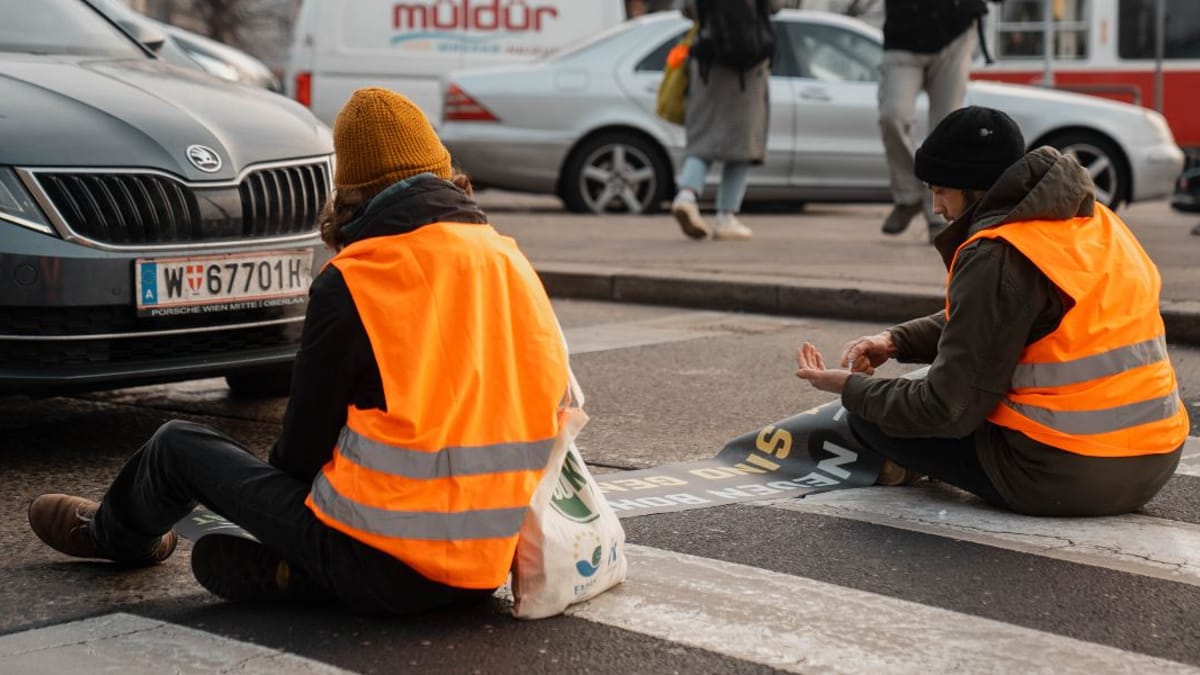 Klima-Kleber: Mann mit Hund attackiert brüllend Aktivisten!