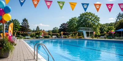 Festlich geschmücktes Freibad
