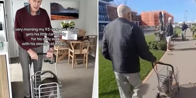 93-Jähriger geht mit Kater spazieren
