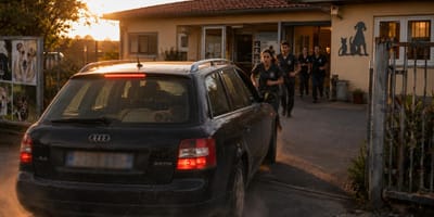 Auto fährt beim Tierheim vor