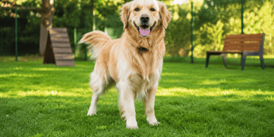 cane in un giardino
