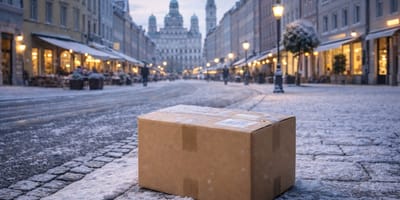 Cardboard box in the centre of Augsburg