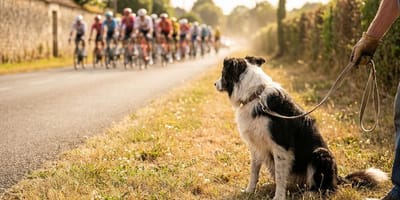 Chien regardant le Tour de France