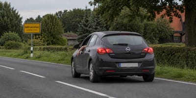 Der Arm des Fahrers hängt aus dem Seitenfenster des Autos