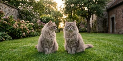Zwei identische Katzen