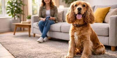 Les Cocker Anglais aboient-ils beaucoup ? : Un Cocker Spaniel à la maison avec son propriétaire