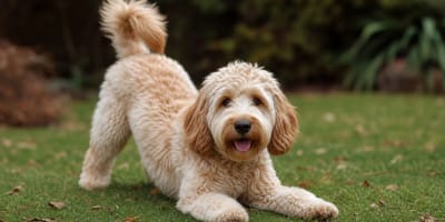 Do Labradoodles shed: Labradoodle on grass