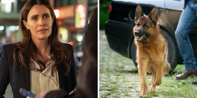 Doris Golpashin und Schäferhund "Kommissar Rex"