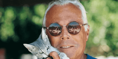 Giorgio Armani e un gatto