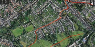 Google-Maps-Katze mit eingezeichnetem Weg