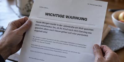 Hände halten Warn-Brief