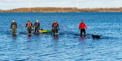 Hond en baasje worden uit ijskoud water gered in Harderwijk