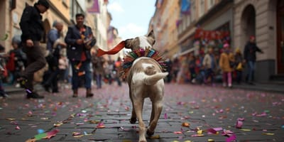 Hund im Karnevalstrubel