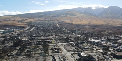 Lahaina, Hawaii, devastated by the flames