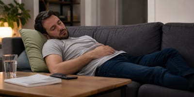 Mann schläft auf dem Sofa