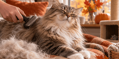 Muta del gatto in autunno