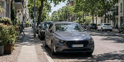 Parkendes Auto an sonnigem Tag