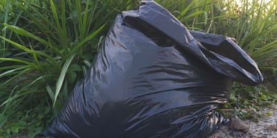 Bolsa de plástico al borde del camino