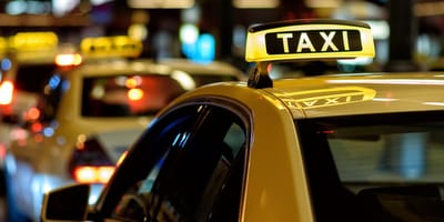Taxistand in der Nacht