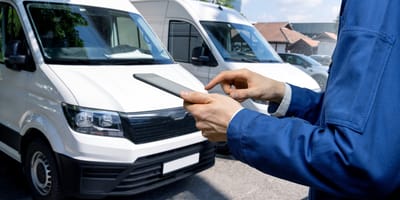 Transporter auf einem Parkplatz