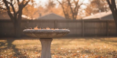 Un bebedero para pájaros en un jardín de Estados Unidos