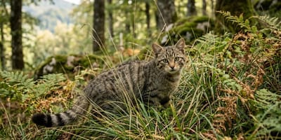 Een kat in het bos