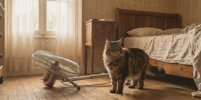 Een Maine Coon in zijn huis