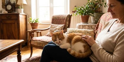 Eine Katze schläft gemütlich in einer Wohnung