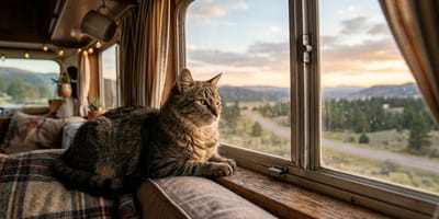 un gatto che guarda dalla finestra