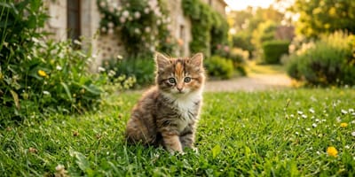 a kitten in the grass