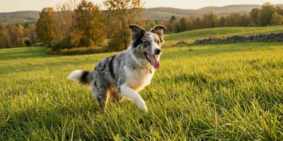 Un chien dans les herbes