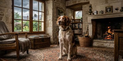 Un cane nel suo salotto