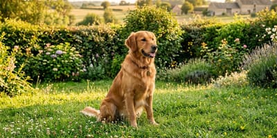 Un chien dans un jardin