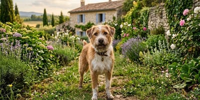 Un chien dans un jardin