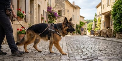 Un chien de police dans la rue