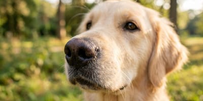 Un chien qui montre sa truffe
