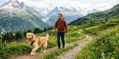 Un cane che passeggia nella natura