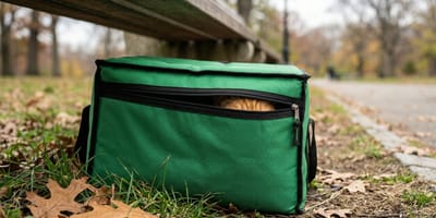 Un sac uber eats abandonné dans un parc