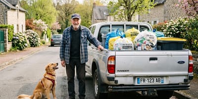 un vieil homme qui ramasse des canettes pour les animaux