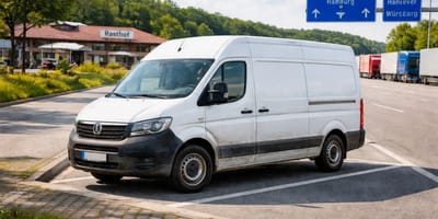 A van at a motorway service station