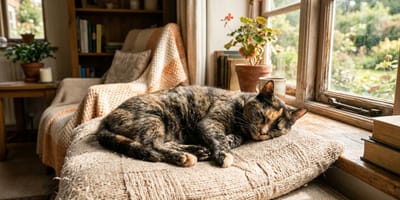 Una gatta anziana mentre dorme