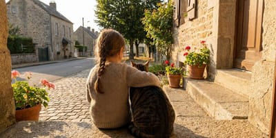 Ein Mädchen und seine Katze