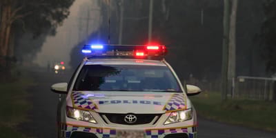 A police car in the street