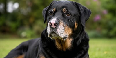 Vitiligo in dogs: Rottweiler with vitiligo