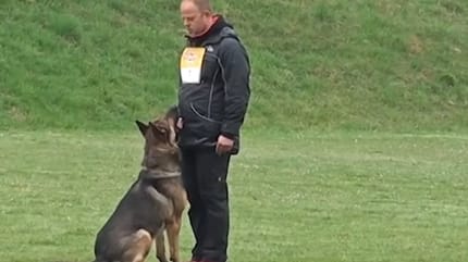 Mann mit Schäferhund