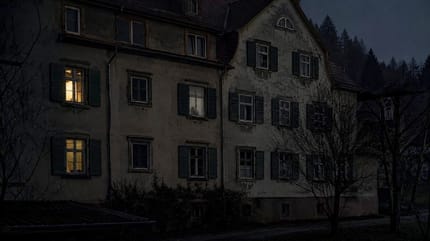 Altes Mietshaus mitten in der Nacht
