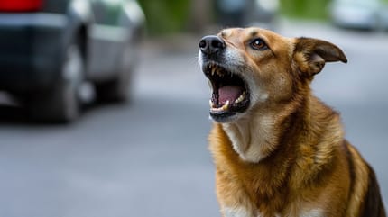 Ein Hund vor einem Auto