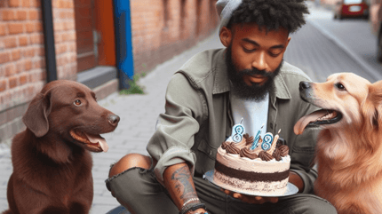 Homeless man with his two dogs