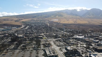 Lahaina, Hawaii, devastated by the flames