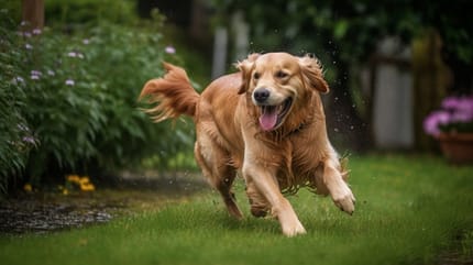 szczęśliwy Golden Retriever